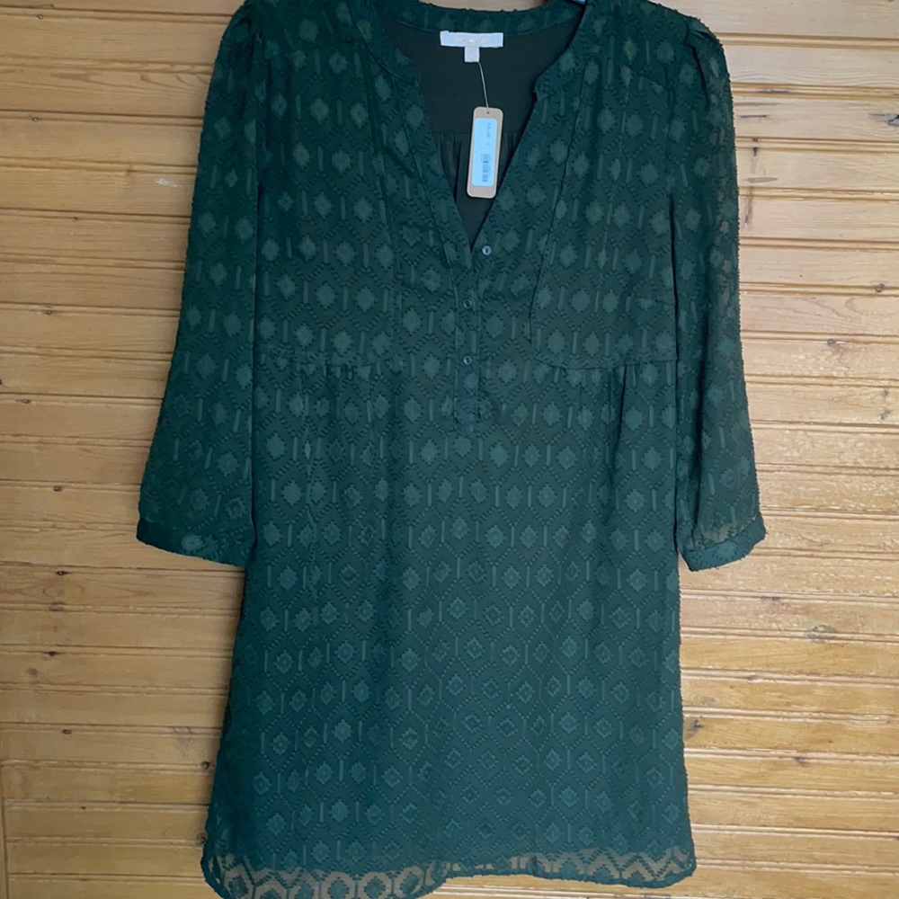 Green lace overlay dress